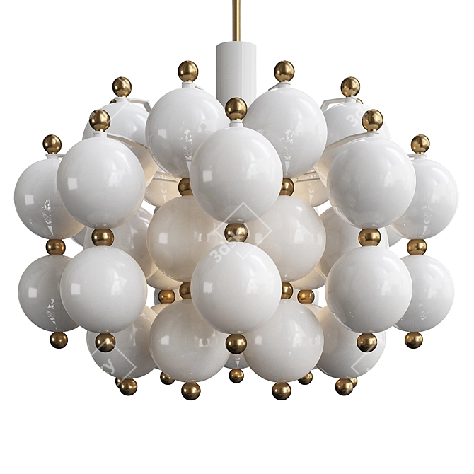 Vintage Kinkeldey Satin Glass Chandelier 3D model image 1