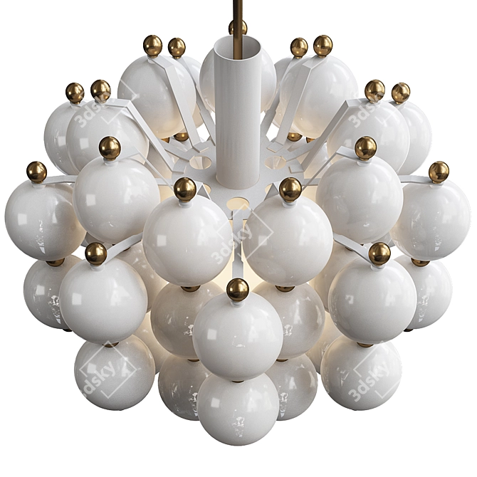 Vintage Kinkeldey Satin Glass Chandelier 3D model image 2