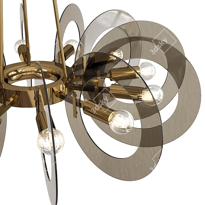 Elegant Gino Paroldo Smoked Glass Chandelier 3D model image 2