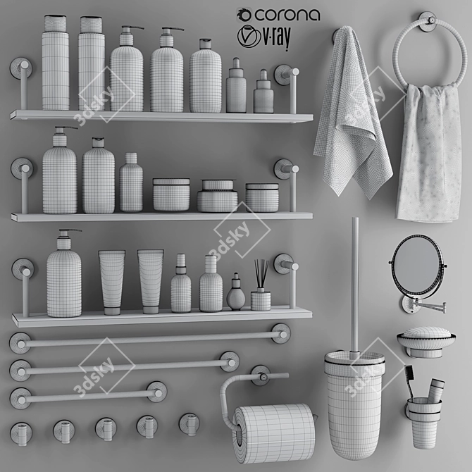 Luxury Bathroom Accessories Set 3D model image 5