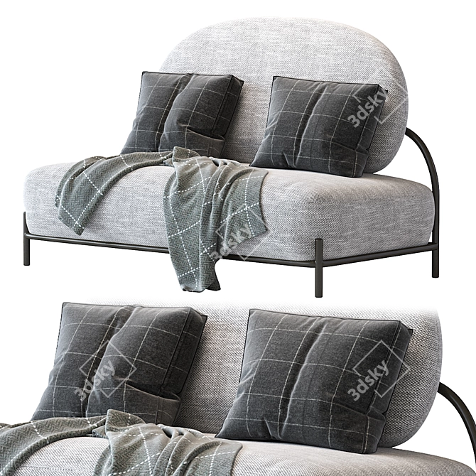 Pawai Dark Gray Sofa: Stylish Fabric Upholstery 3D model image 2