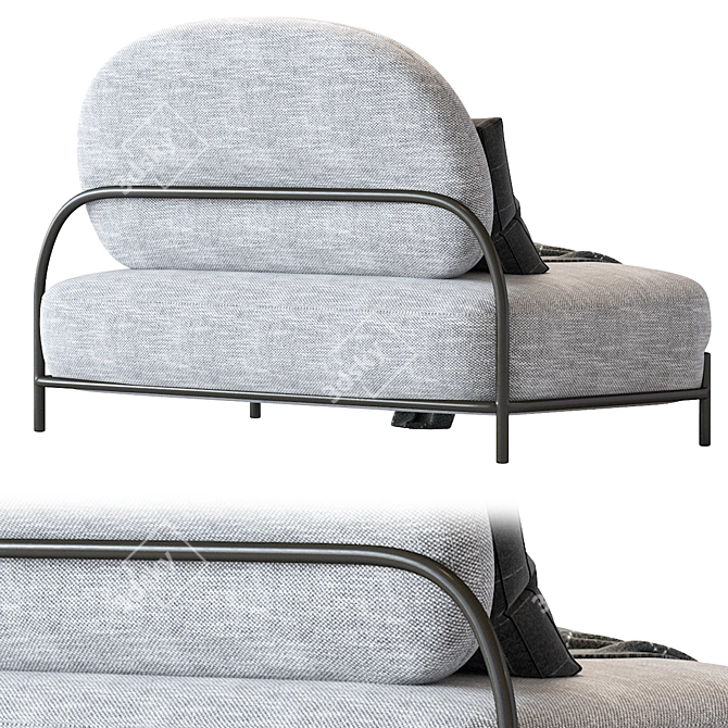 Pawai Dark Gray Sofa: Stylish Fabric Upholstery 3D model image 3