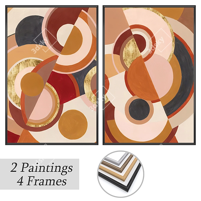 Elegant Frame Set with Art 3628 3D model image 1