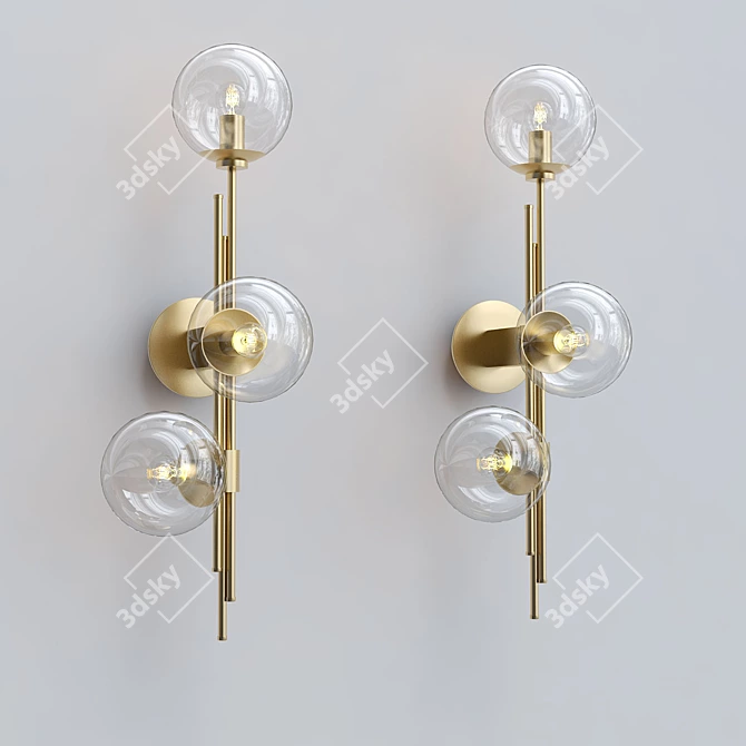 Modern Sconces with Spherical Lampshades 3D model image 2