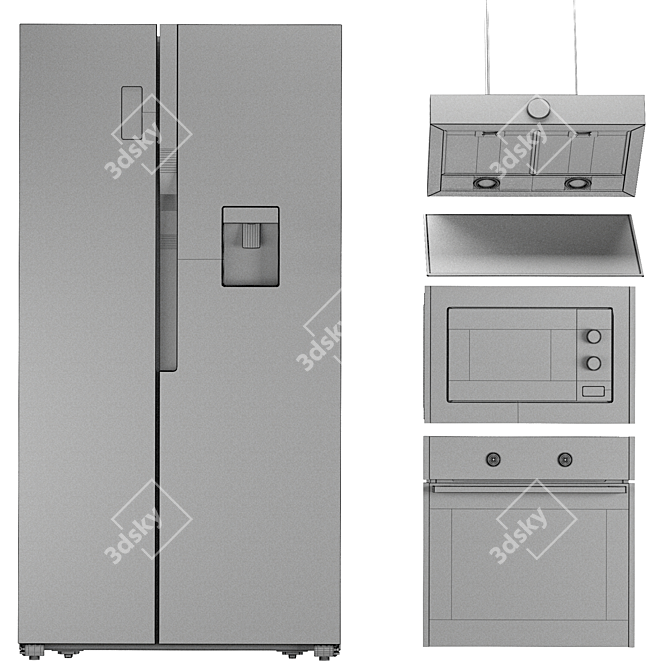 Gorenje Kitchen Appliance Set: Microwave, Oven, Hood, Cooktop 3D model image 7