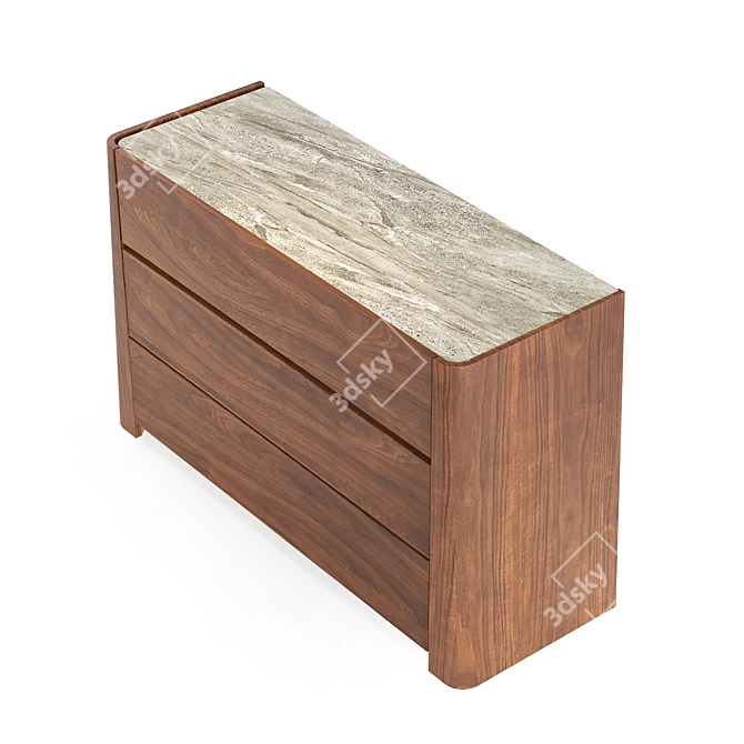 Vesper Walnut Chest of Drawers 3D model image 2