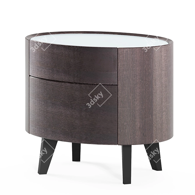 Elegant Burnt Oak Bedside Table 3D model image 1