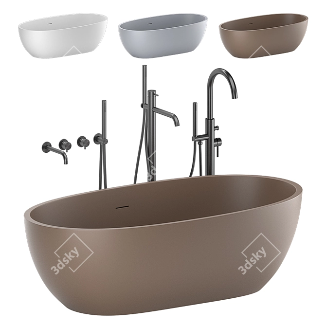 Cielo Shui Comfort: Stylish Italian Freestanding Bath 3D model image 1