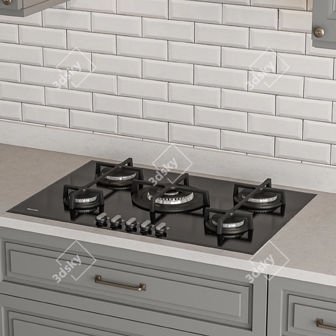 Elegant Gray Kitchen Set - 42-Piece 3D model image 2