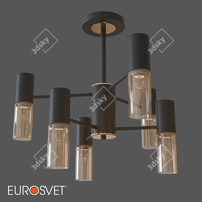 Tesoro Eurosvet Loft Chandelier - Black & Gold 3D model image 1