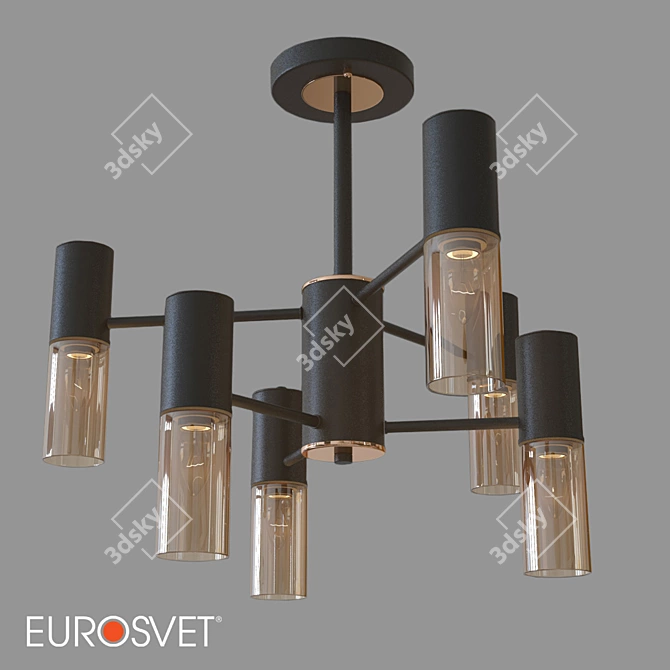 Tesoro Eurosvet Loft Chandelier - Black & Gold 3D model image 3