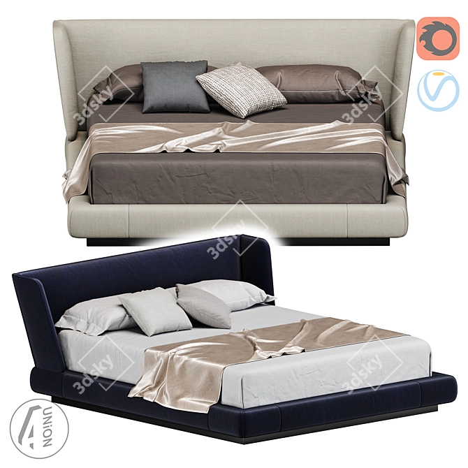 Elegant Classic NewB Bed 3D model image 1