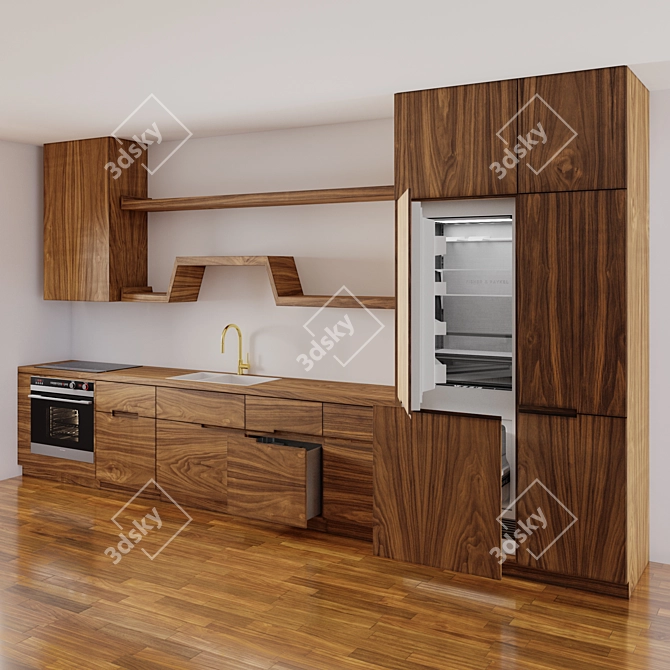 Modern Kitchen Cabinets Set 3D model image 1