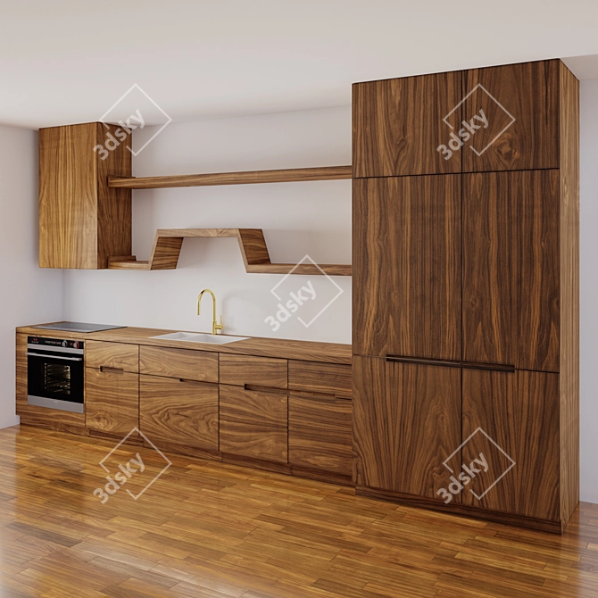 Modern Kitchen Cabinets Set 3D model image 2