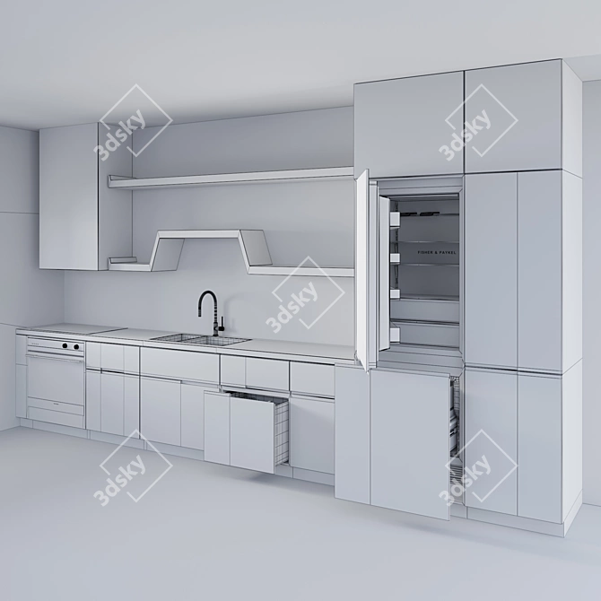 Modern Kitchen Cabinets Set 3D model image 7