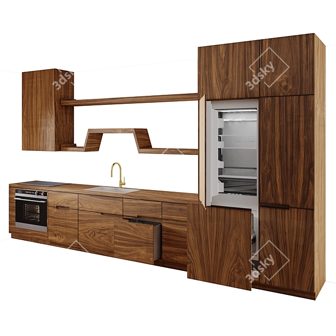 Modern Kitchen Cabinets Set 3D model image 8