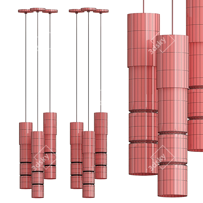 Organic Bamboo Pendant Light 3D model image 3