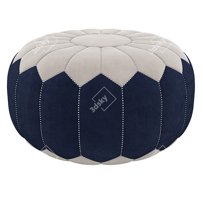 Title: Boho Blue Denim Moroccan Pouf 3D model image 2