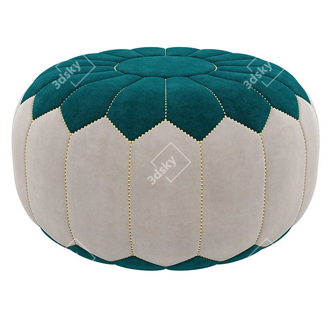 Title: Boho Blue Denim Moroccan Pouf 3D model image 3