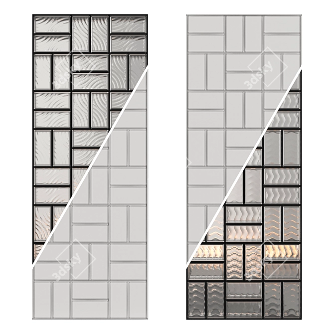 Sleek Glass Block Wall Partition 3D model image 2