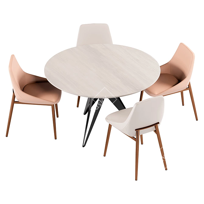 Oscar Dining Chair & Eliza L Table Set 3D model image 3