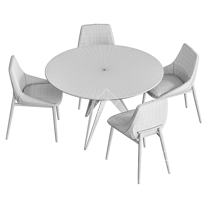 Oscar Dining Chair & Eliza L Table Set 3D model image 6