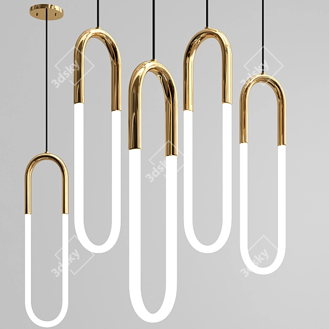 Gilded Ring Pendant Light 3D model image 1