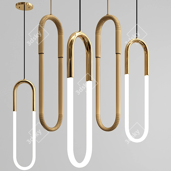 Gilded Ring Pendant Light 3D model image 2