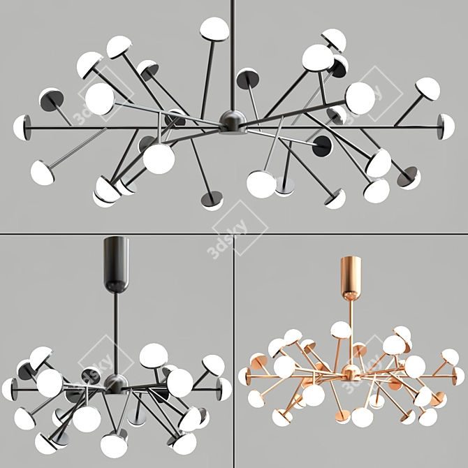 Elegant Branchy LED Chandeliers 3D model image 1