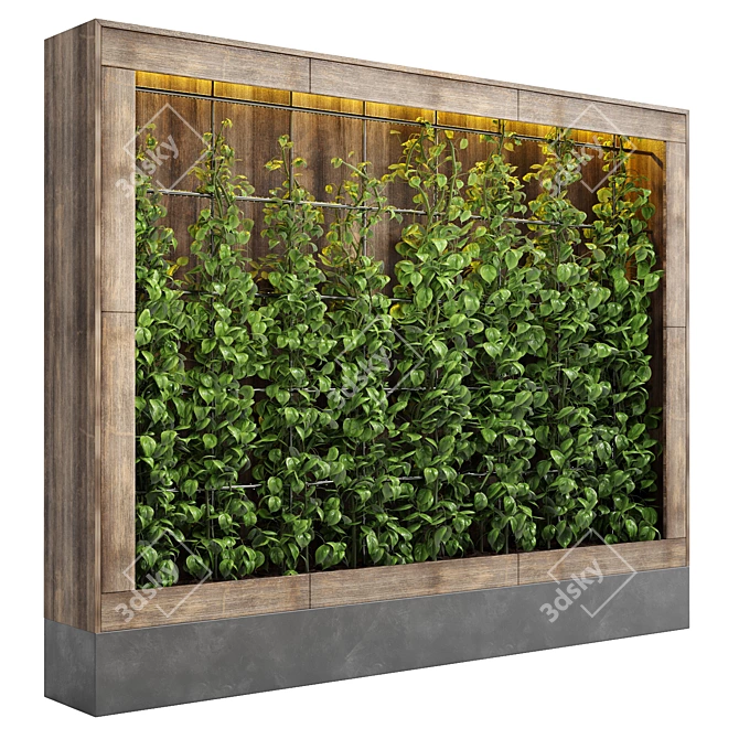 103 Ivy Plant Vertical Garden Wood Vase 3D model image 1