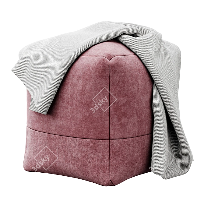 Cozy Cotton Canvas Square Pouf 3D model image 2