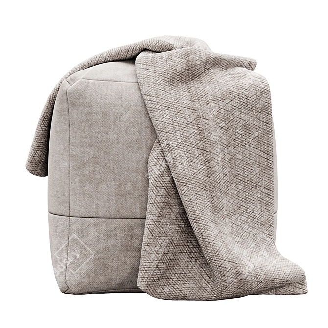 Cozy Cotton Canvas Square Pouf 3D model image 3