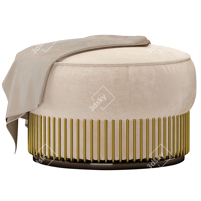 Noah Pouf - Refined Gold Metal Frame with Plush Handmade Fabric Seating 3D model image 2