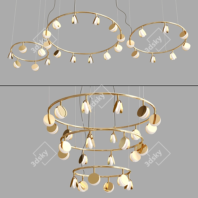 Sleek Shell Chandelier Collection 3D model image 5