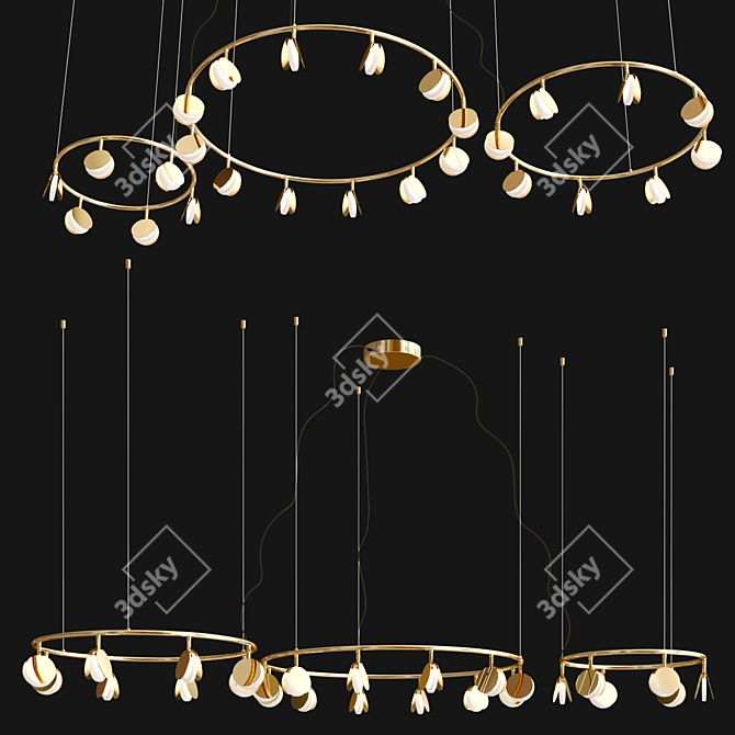 Sleek Shell Chandelier Collection 3D model image 6