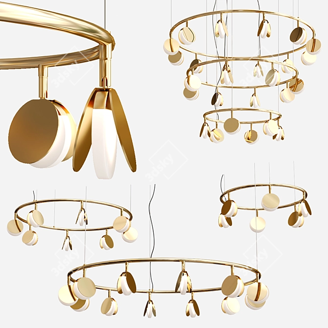 Sleek Shell Chandelier Collection 3D model image 8