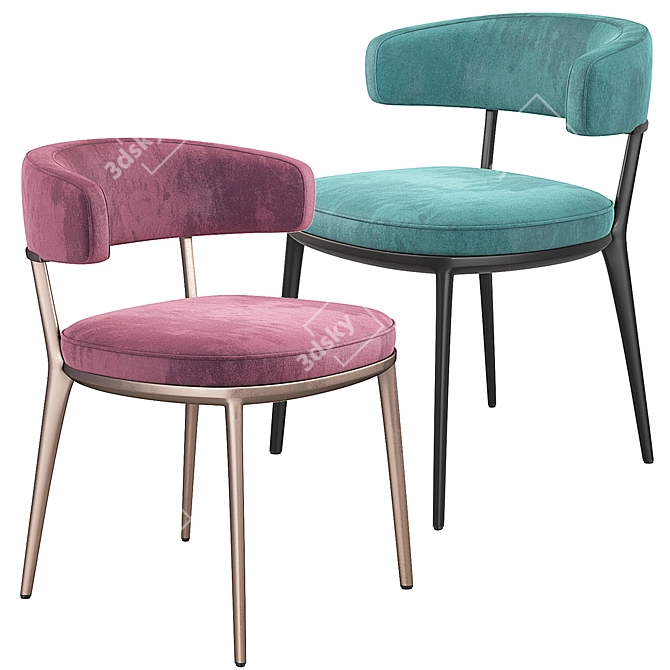 Caratos Maxalto Chair: Elegant Velvet Design 3D model image 5