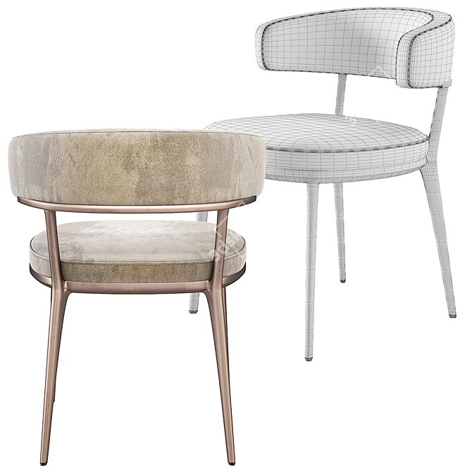 Caratos Maxalto Chair: Elegant Velvet Design 3D model image 6