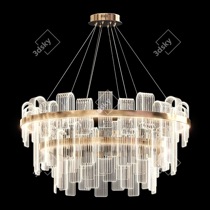 Sleek LED Round Chandelier 3D model image 1