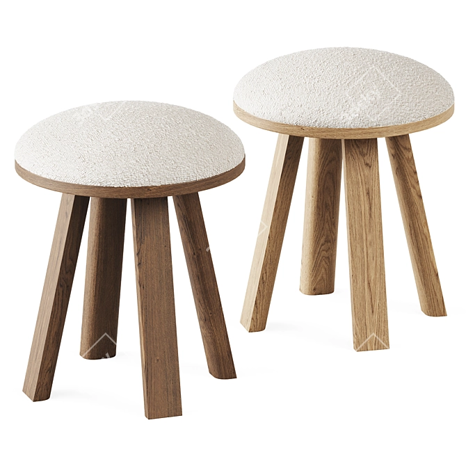  Petite Wooden Stool: BuzziMilk 3D model image 1