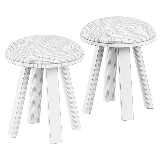  Petite Wooden Stool: BuzziMilk 3D model image 2