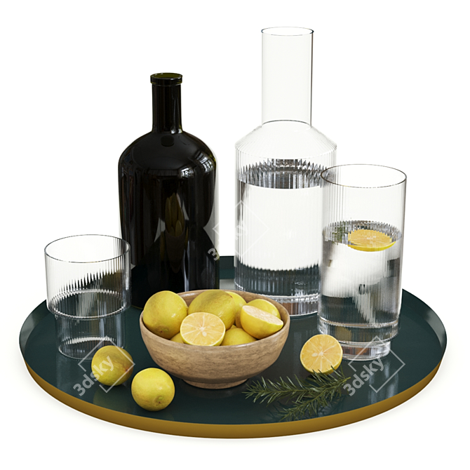 Elegant Ripple Glass Tray 3D model image 1