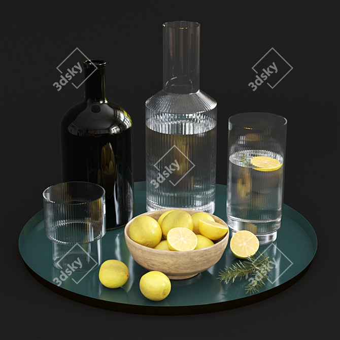 Elegant Ripple Glass Tray 3D model image 2