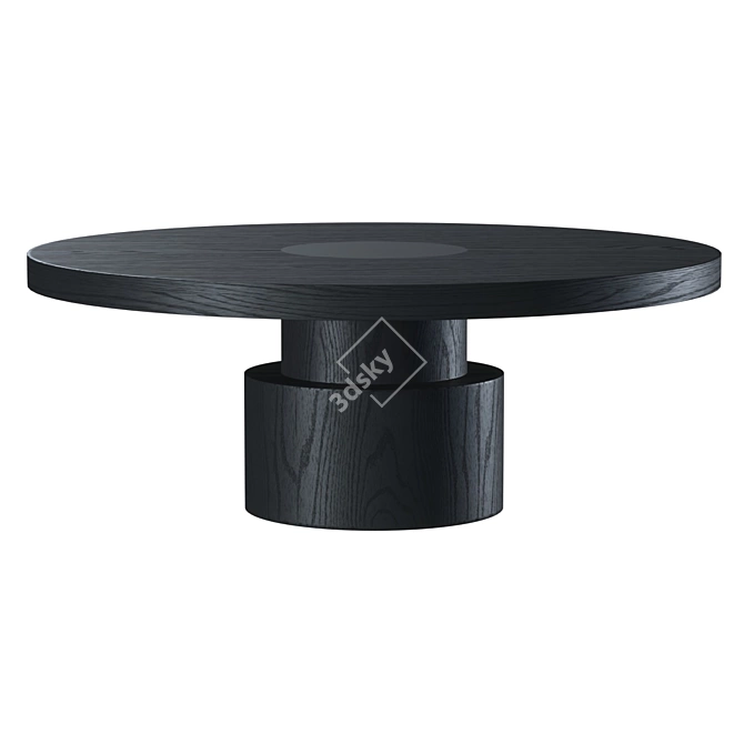 Modern Oak and Black Coffee Table 3D model image 2