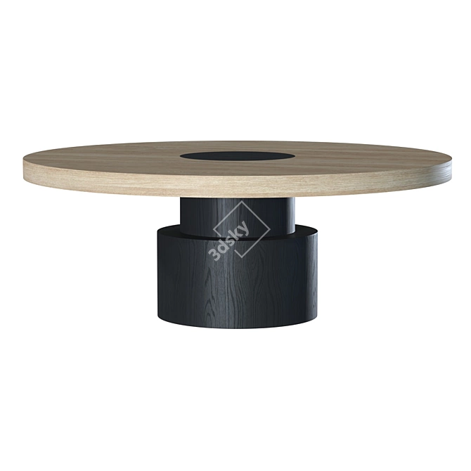 Modern Oak and Black Coffee Table 3D model image 4