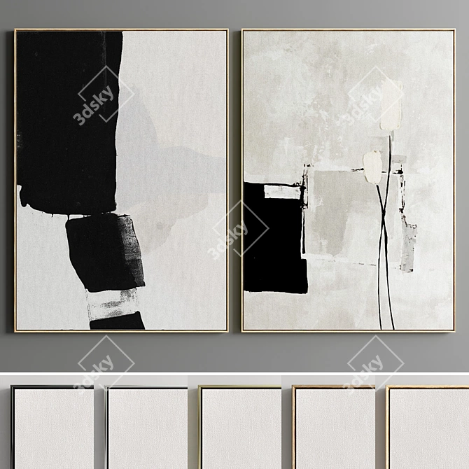 Modern Abstract Photo Frame Set 3D model image 1