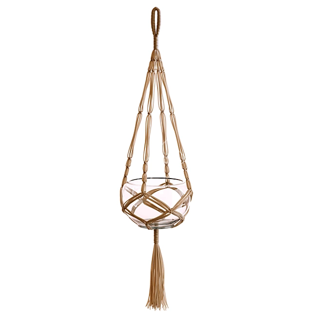 Natural Macramé Plant Holder 3D model image 3