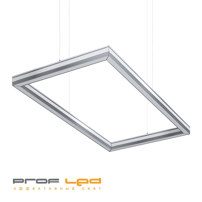 Sharp-Cornered Rectangular Recessed LED Light 3D model image 2