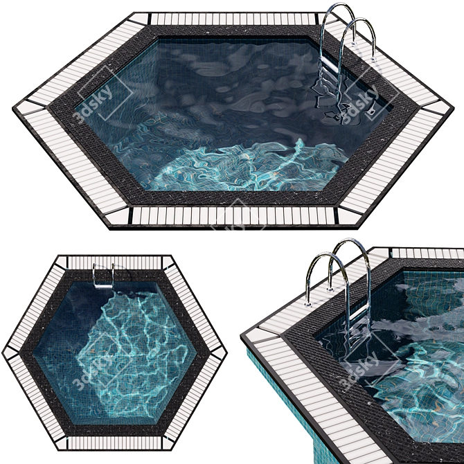 Hexagonal Jacuzzi Pool with Caustics 3D model image 1