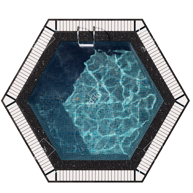 Hexagonal Jacuzzi Pool with Caustics 3D model image 2